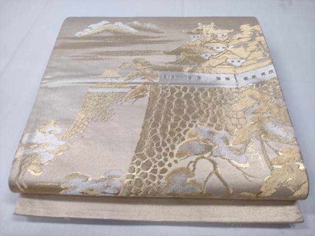 平和屋着物◎六通柄袋帯　風景松文　金銀糸　正絹　逸品　CABD1711ha