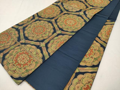 平和屋着物◎六通柄袋帯　亀甲花文　金糸　正絹　逸品　CABD1714ha