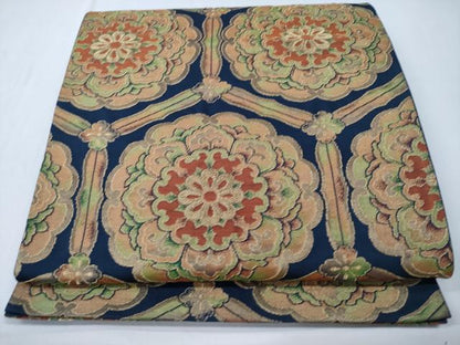 平和屋着物◎六通柄袋帯　亀甲花文　金糸　正絹　逸品　CABD1714ha