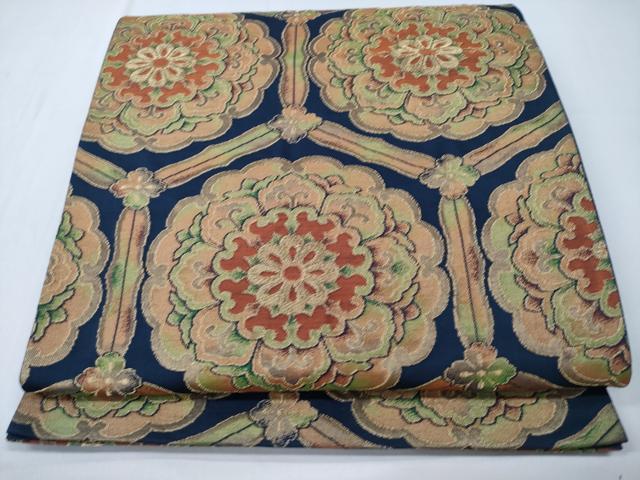 平和屋着物◎六通柄袋帯　亀甲花文　金糸　正絹　逸品　CABD1714ha