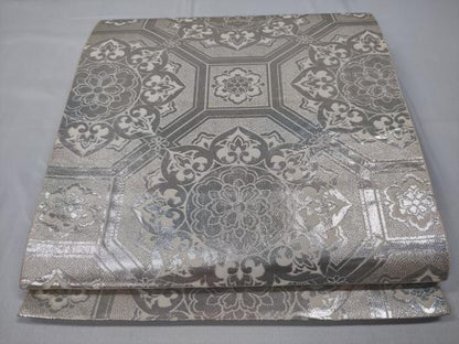 平和屋着物◎六通柄袋帯　蜀江八綾文　銀糸　やまとオリジナル　正絹　逸品　CABD1720ha