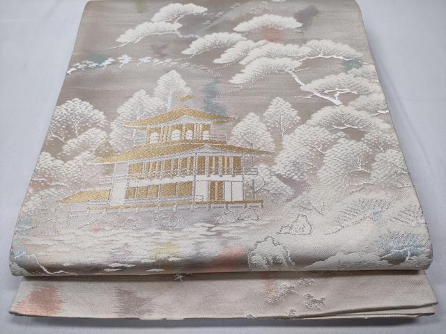 平和屋着物◎六通柄袋帯　風景松花文　金銀糸　正絹　逸品　CABD1724ha