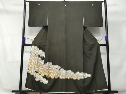 平和屋着物■豪華黒留袖　松葉文　金銀糸　正絹　逸品　CABD1816fb