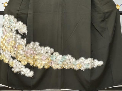平和屋着物■豪華黒留袖　松葉文　金銀糸　正絹　逸品　CABD1816fb