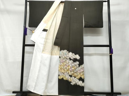 平和屋着物■豪華黒留袖　松葉文　金銀糸　正絹　逸品　CABD1816fb