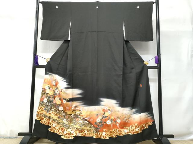 平和屋着物■豪華黒留袖　作家物　籬流水枝花文　正絹　逸品　CABD1819fb