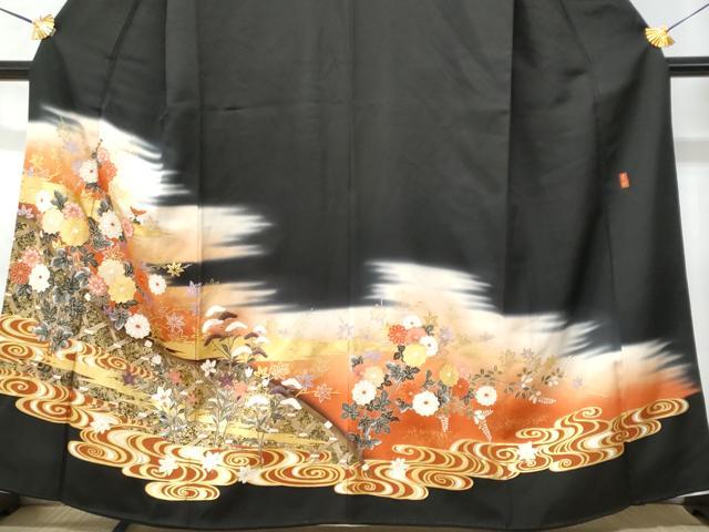 平和屋着物■豪華黒留袖　作家物　籬流水枝花文　正絹　逸品　CABD1819fb