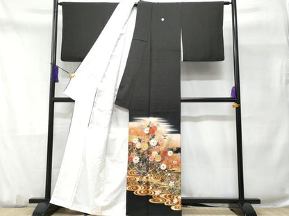 平和屋着物■豪華黒留袖　作家物　籬流水枝花文　正絹　逸品　CABD1819fb
