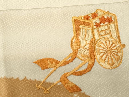 平和屋着物■訪問着 刺繍 流水御所車文 正絹 逸品 CABD1847fb