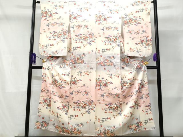 平和屋着物■訪問着　飛鶴草花文　暈し染め　金彩　正絹　逸品　CABD1877fb