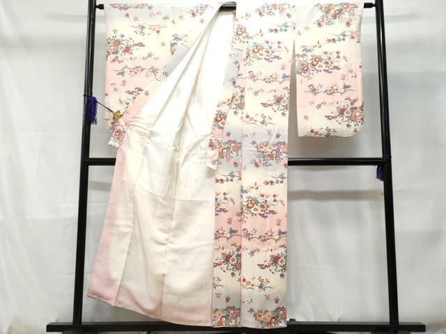 平和屋着物■訪問着　飛鶴草花文　暈し染め　金彩　正絹　逸品　CABD1877fb