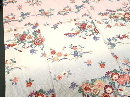 平和屋着物■訪問着　飛鶴草花文　暈し染め　金彩　正絹　逸品　CABD1877fb