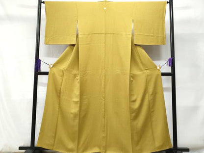 平和屋着物■上質な色無地 菜種油色 正絹 逸品 CABD1882fb