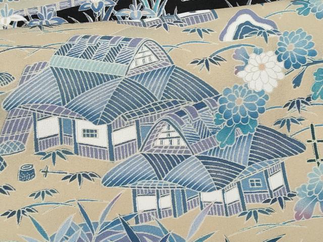 平和屋着物■豪華黒留袖　駒刺繍　風景文　正絹　逸品　CABD1894fb
