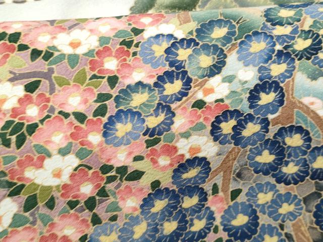 平和屋着物■豪華黒留袖 風景花文 正絹 逸品 CABD1896fb