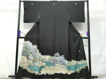 平和屋着物■豪華黒留袖　作家物　水辺風景文　正絹　逸品　CABD1926fb
