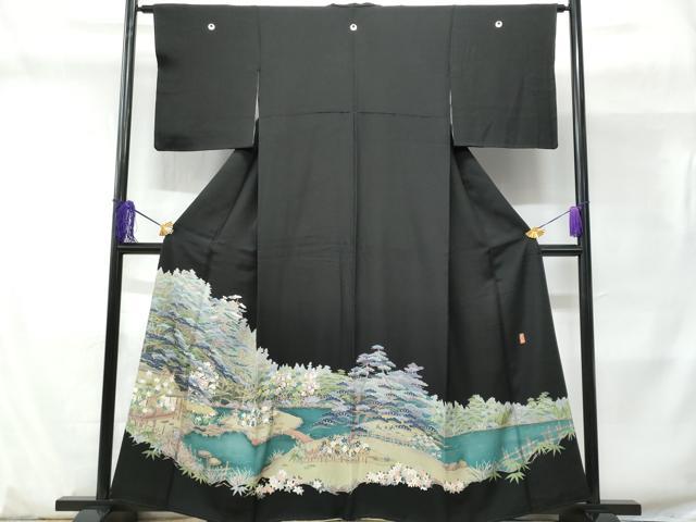 平和屋着物■豪華黒留袖　作家物　水辺風景文　正絹　逸品　CABD1926fb