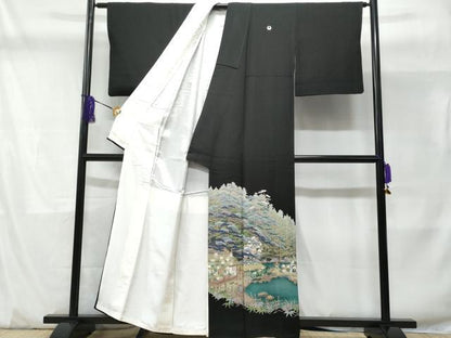 平和屋着物■豪華黒留袖　作家物　水辺風景文　正絹　逸品　CABD1926fb