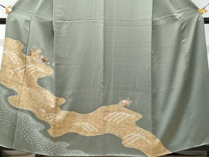 平和屋着物■中国三大刺繍 スワトウ刺繍 訪問着 絞り 道長地紙花文 金彩 正絹 逸品 CABD1958fb