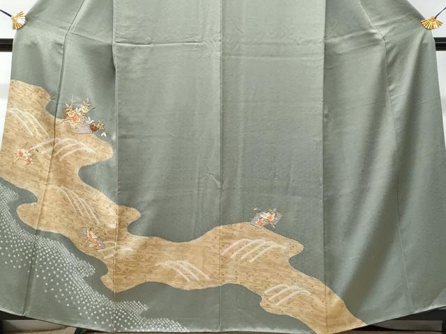 平和屋着物■中国三大刺繍 スワトウ刺繍 訪問着 絞り 道長地紙花文 金彩 正絹 逸品 CABD1958fb
