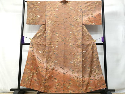 平和屋着物■訪問着 立波雪輪枝花文 暈し染め 金彩 鬼しぼ縮緬 正絹 逸品 CABD1962fb