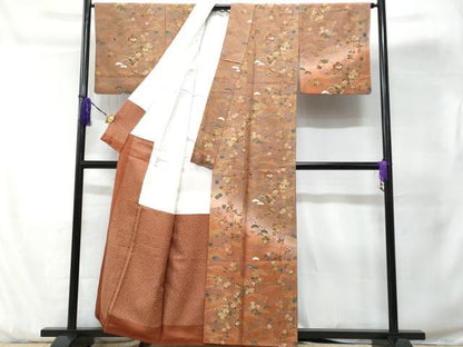 平和屋着物■訪問着 立波雪輪枝花文 暈し染め 金彩 鬼しぼ縮緬 正絹 逸品 CABD1962fb
