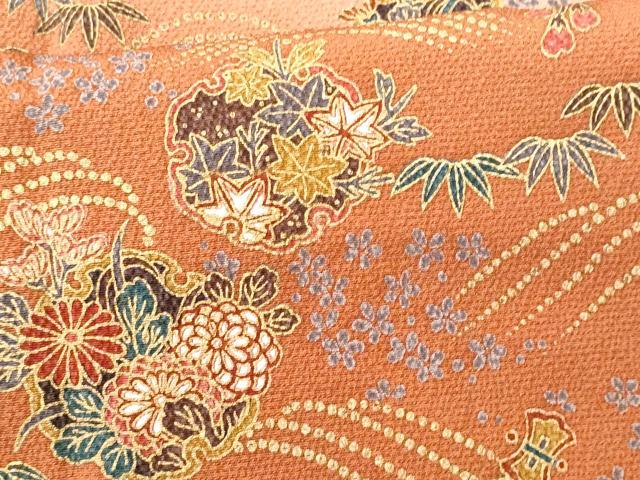 平和屋着物■訪問着 立波雪輪枝花文 暈し染め 金彩 鬼しぼ縮緬 正絹 逸品 CABD1962fb