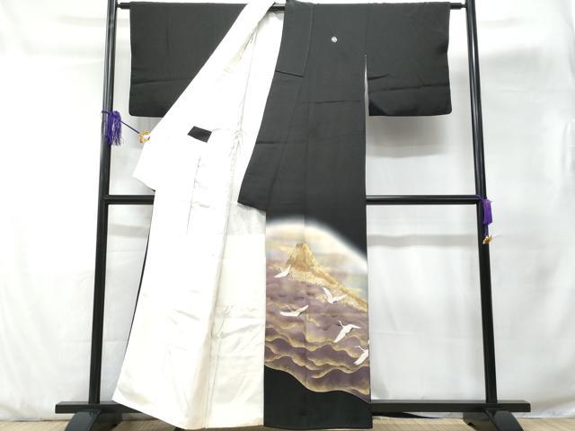 平和屋着物■豪華黒留袖　作家物　飛鶴文　暈し染め　金彩　正絹　逸品　CABD1970fb