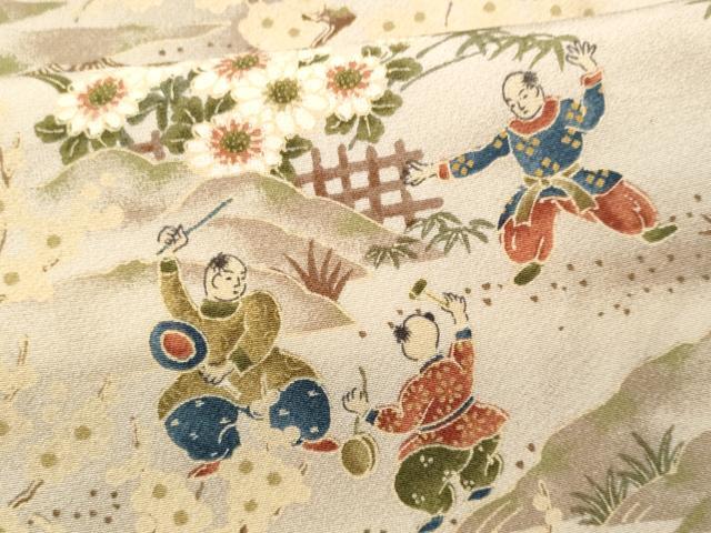 平和屋着物■上質な小紋 人物文 金彩 正絹 逸品 CABD1971fb