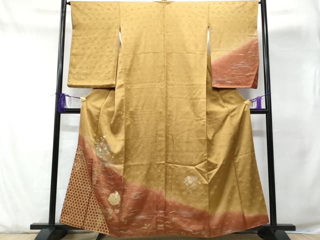 平和屋着物■訪問着 刺繍 雪輪枝花文 暈し染め 金彩 正絹 逸品 CABD1979fb