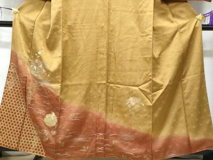 平和屋着物■訪問着 刺繍 雪輪枝花文 暈し染め 金彩 正絹 逸品 CABD1979fb