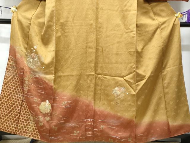 平和屋着物■訪問着 刺繍 雪輪枝花文 暈し染め 金彩 正絹 逸品 CABD1979fb