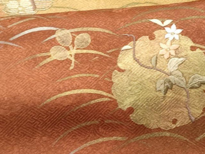 平和屋着物■訪問着 刺繍 雪輪枝花文 暈し染め 金彩 正絹 逸品 CABD1979fb