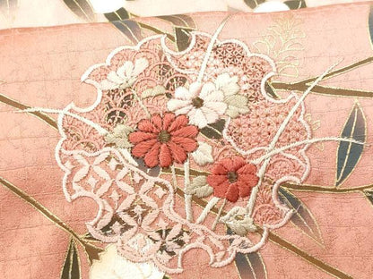 平和屋着物■中国三大刺繍　スワトウ刺繍　訪問着　雪輪枝花文　暈し染め　金彩　小田急百貨店扱い　正絹　逸品　CABD1980fb