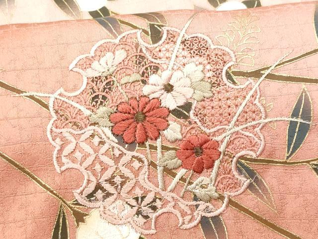 平和屋着物■中国三大刺繍　スワトウ刺繍　訪問着　雪輪枝花文　暈し染め　金彩　小田急百貨店扱い　正絹　逸品　CABD1980fb