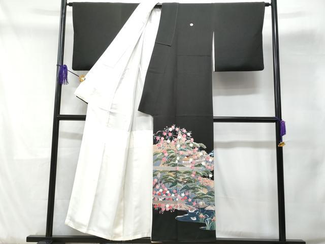 平和屋着物■豪華黒留袖　作家物　駒刺繍　京名所飛鶴風景文　暈し染め　金彩　正絹　逸品　CABD1983fb