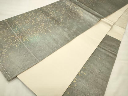 平和屋着物◎六通柄袋帯 霞文 引箔 正絹 逸品 CABD2095qe