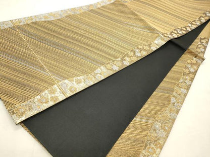 平和屋着物◎六通柄袋帯 斜線花文 金銀糸 正絹 逸品 CABD2109qe