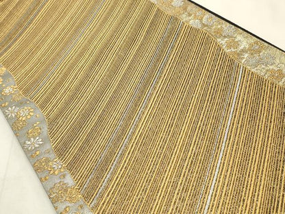 平和屋着物◎六通柄袋帯 斜線花文 金銀糸 正絹 逸品 CABD2109qe