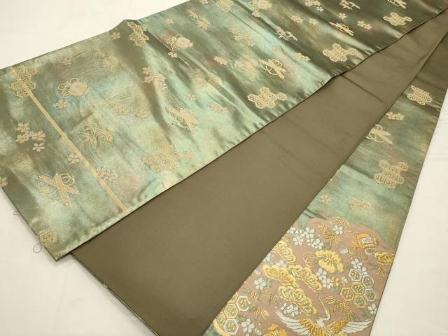 平和屋着物◎太鼓柄袋帯 飛鶴吉祥文 金糸 正絹 逸品 CABD2121qe