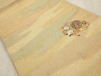 平和屋着物◎両面 六通柄袋帯 砂子綴れ 花 小槌 金彩 正絹 逸品 CABD2122qe