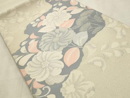 平和屋着物◎太鼓柄袋帯 綴れ 辻が花 銀糸 正絹 逸品 CABD2124qe