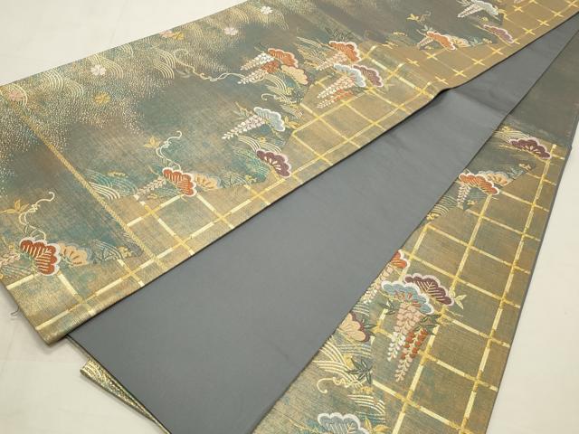 平和屋着物◎六通柄袋帯 唐織 藤花房 金糸 正絹 逸品 CABD2136qe