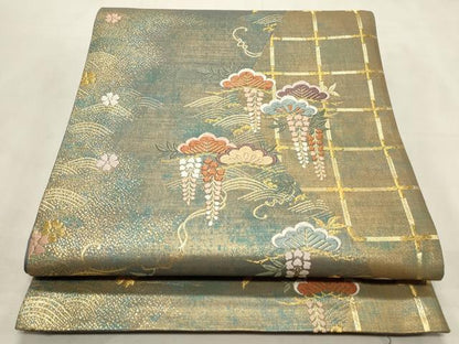 平和屋着物◎六通柄袋帯 唐織 藤花房 金糸 正絹 逸品 CABD2136qe