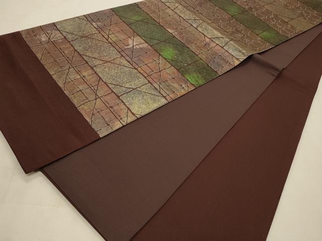 平和屋着物◎六通柄京袋帯 石畳文 正絹 逸品 CABD2139qe
