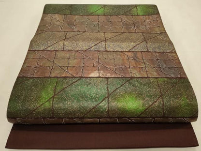 平和屋着物◎六通柄京袋帯 石畳文 正絹 逸品 CABD2139qe