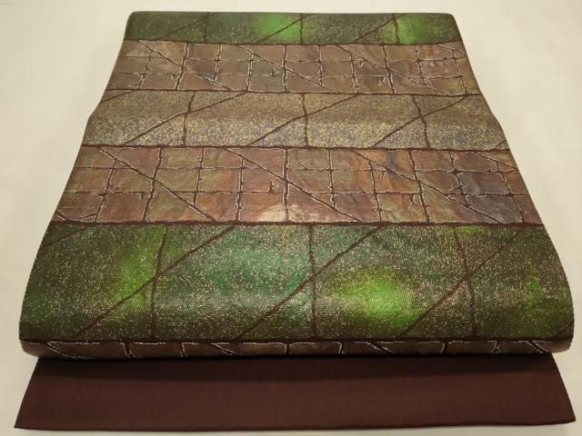 平和屋着物◎六通柄京袋帯 石畳文 正絹 逸品 CABD2139qe
