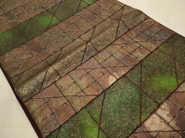 平和屋着物◎六通柄京袋帯 石畳文 正絹 逸品 CABD2139qe