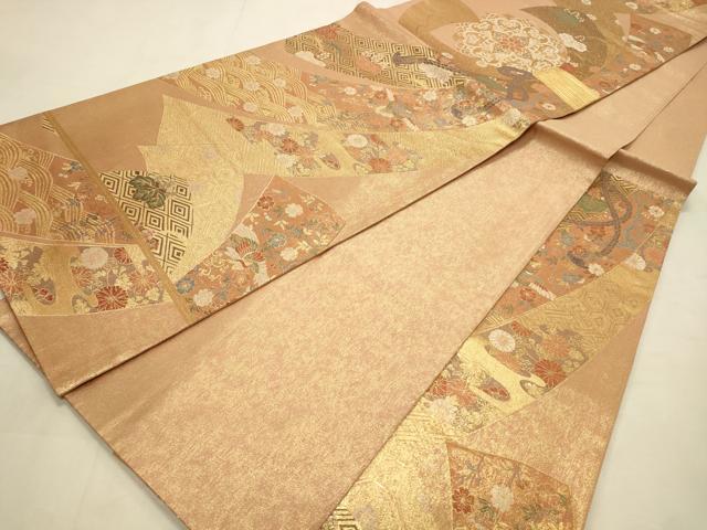 平和屋着物◎「美しいキモノ」お馴染みのメーカー となみ織物 六通柄袋帯 ぎゃまん織 花鳥熨斗文 金糸 正絹 逸品 CABD2140qe