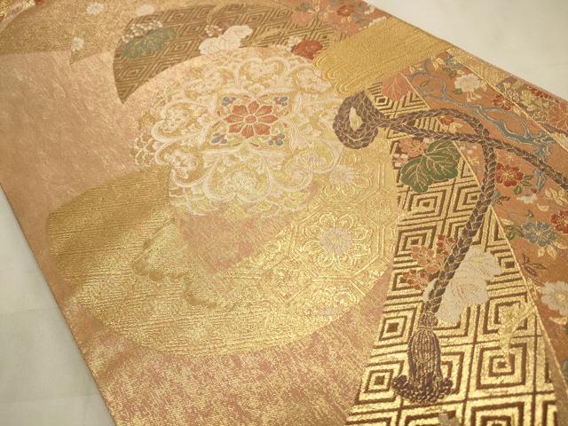 平和屋着物◎「美しいキモノ」お馴染みのメーカー となみ織物 六通柄袋帯 ぎゃまん織 花鳥熨斗文 金糸 正絹 逸品 CABD2140qe